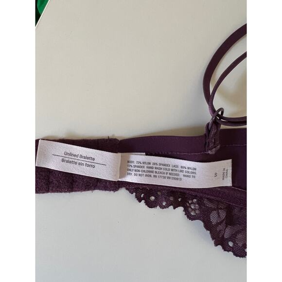 Auden Intimates Scallop Edge Lace Trim Unlined Bralette Purple Size S - Picture 5 of 8